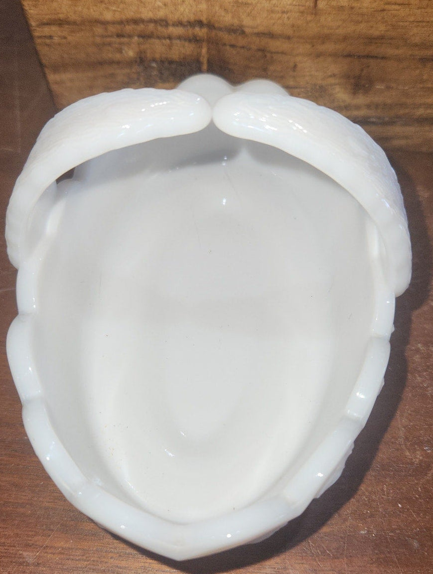 Vintage Westmoreland Paneled Grape Milk Glass Basket