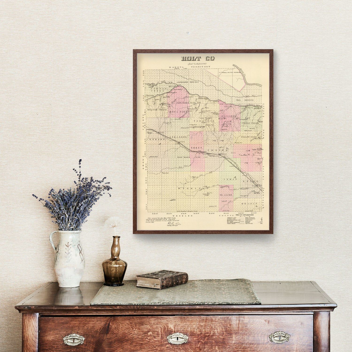 Vintage Map of Holt County, Nebraska 1885 -Not available at Minden location-