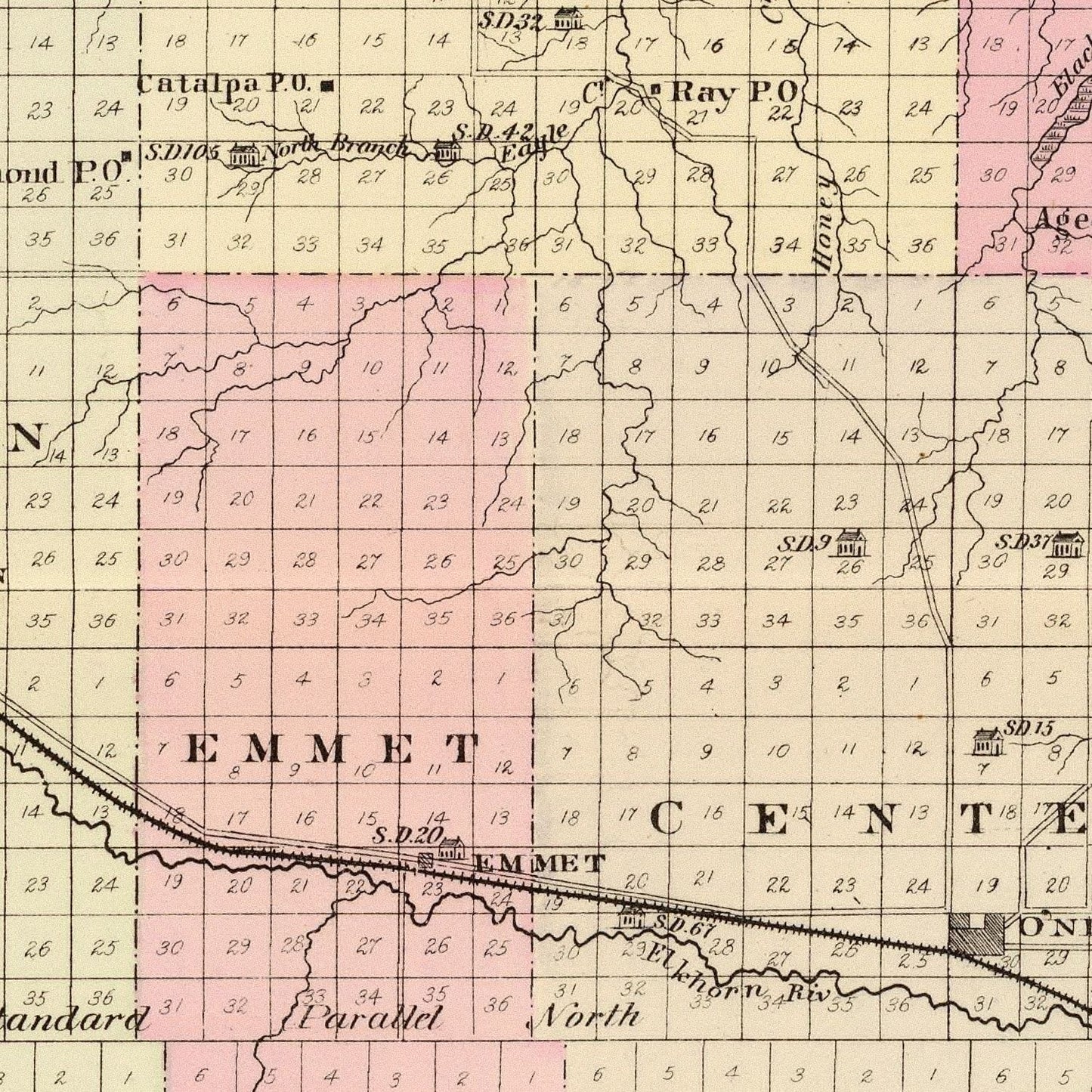 Vintage Map of Holt County, Nebraska 1885 -Not available at Minden location-
