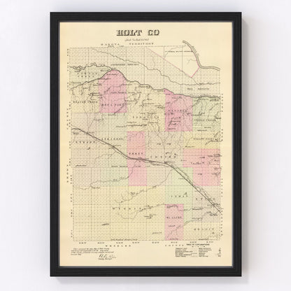 Vintage Map of Holt County, Nebraska 1885 -Not available at Minden location-