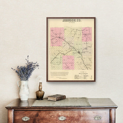 Vintage Map of Johnson County, Nebraska 1885 -Not available at Minden location-