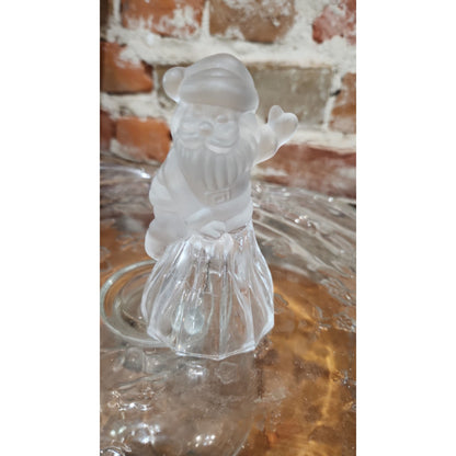 Vintage Santa Clause Crystal Clear Glass Bell Crystal Chrismas Xmas Holiday