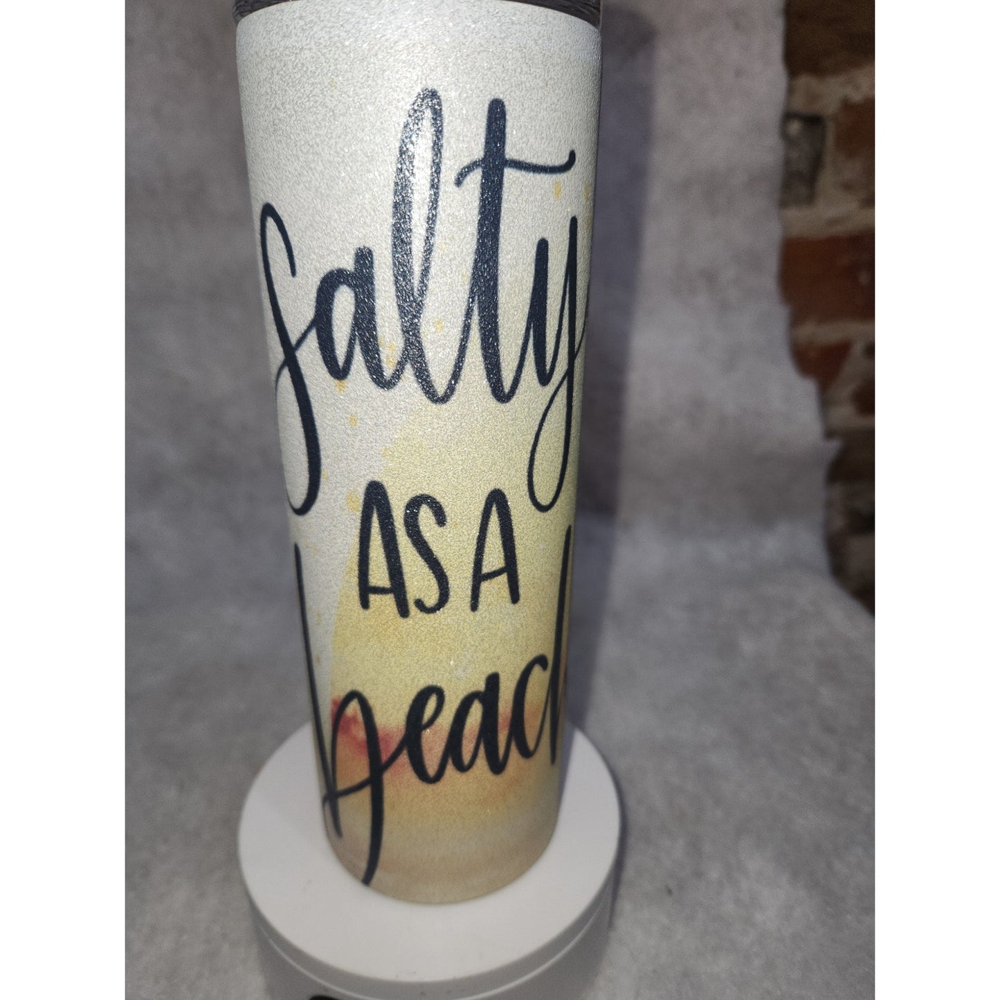 20 oz Stainless Steel Glitter Tumbler Salty As a Beach HAS FLAW