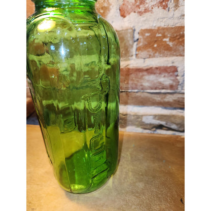 Vintage Anchor Hocking Green Glass 40 oz Water Juice Refrigerator Bottle Jar jar111