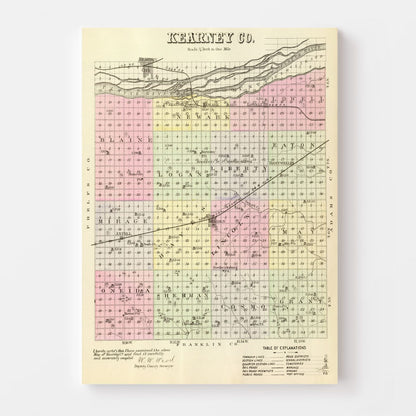 Vintage Map of Kearney County, Nebraska 1885 -Not available at Minden location-