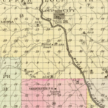 Vintage Map of Sherman County, Nebraska 1885 -Not available at Minden location-