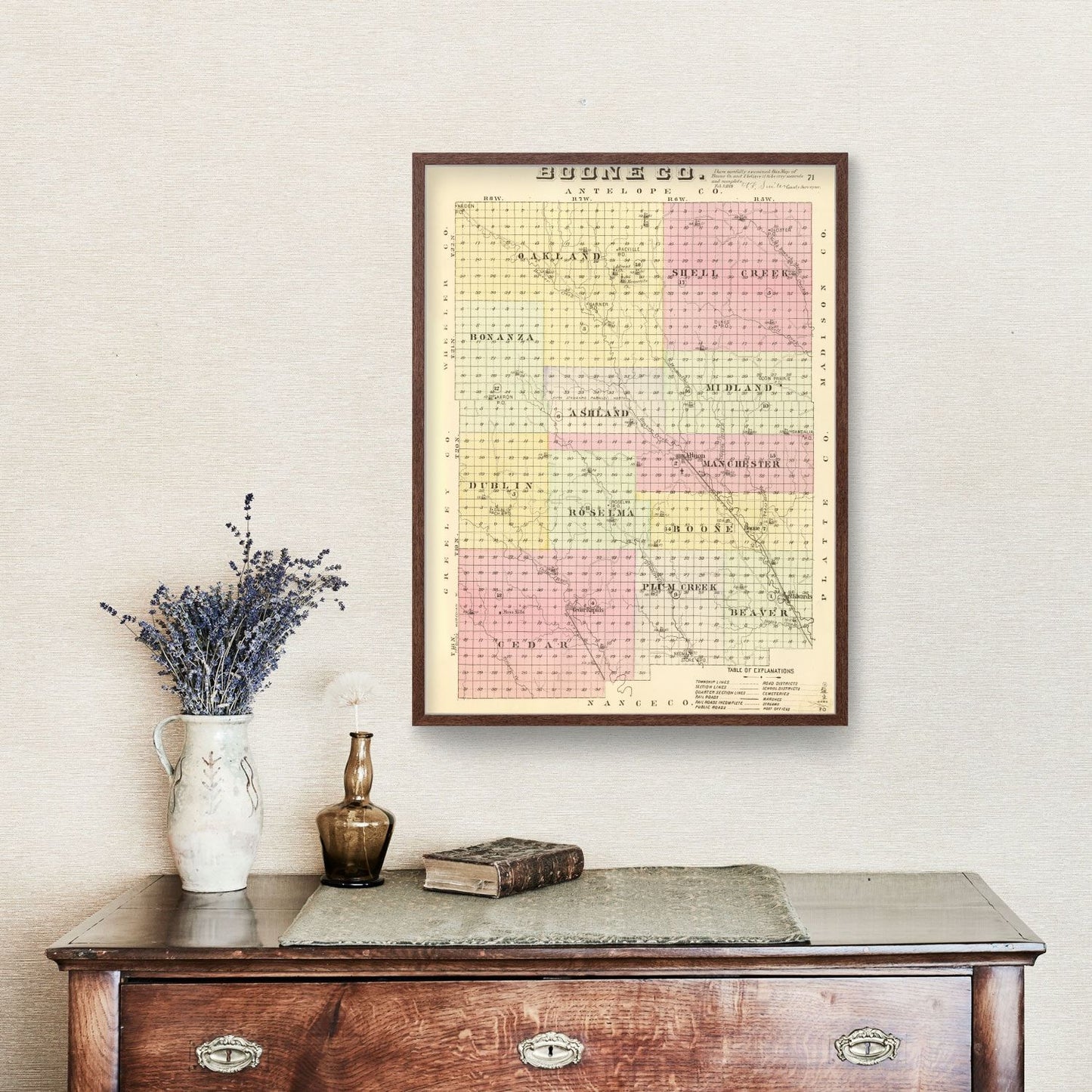 Vintage Map of Boone County, Nebraska 1885 -Not available at Minden location-