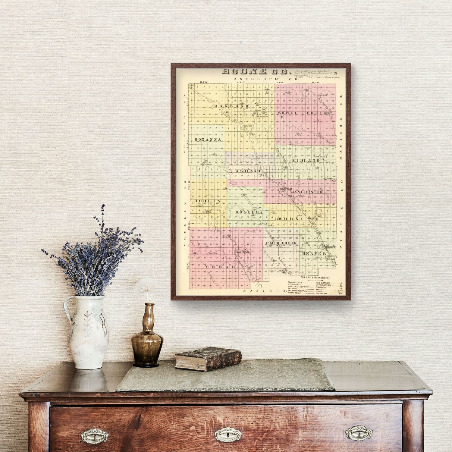 Vintage Map of Boone County, Nebraska 1885 -Not available at Minden location-