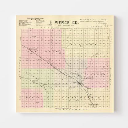Vintage Map of Pierce County, Nebraska 1885 -Not available at Minden location-