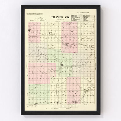 Vintage Map of Thayer County, Nebraska 1885 -Not available at Minden location-