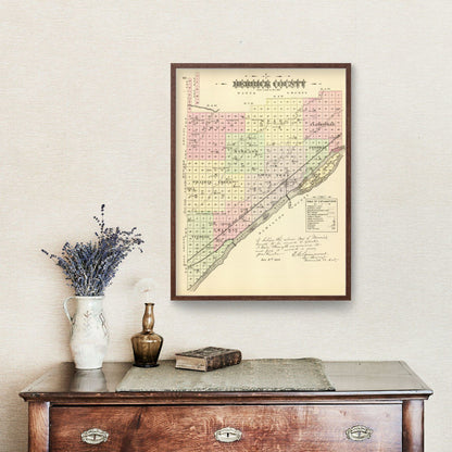 Vintage Map of Merrick County, Nebraska 1885 -Not available at Minden location-