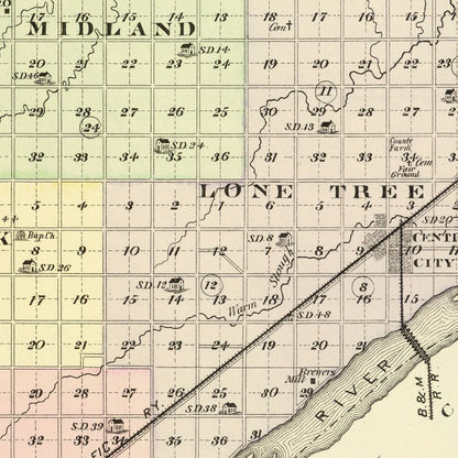 Vintage Map of Merrick County, Nebraska 1885 -Not available at Minden location-