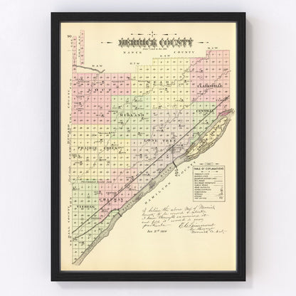 Vintage Map of Merrick County, Nebraska 1885 -Not available at Minden location-