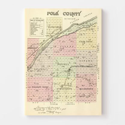 Vintage Map of Polk County, Nebraska 1885 -Not available at Minden location-