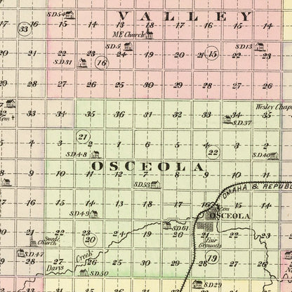 Vintage Map of Polk County, Nebraska 1885 -Not available at Minden location-