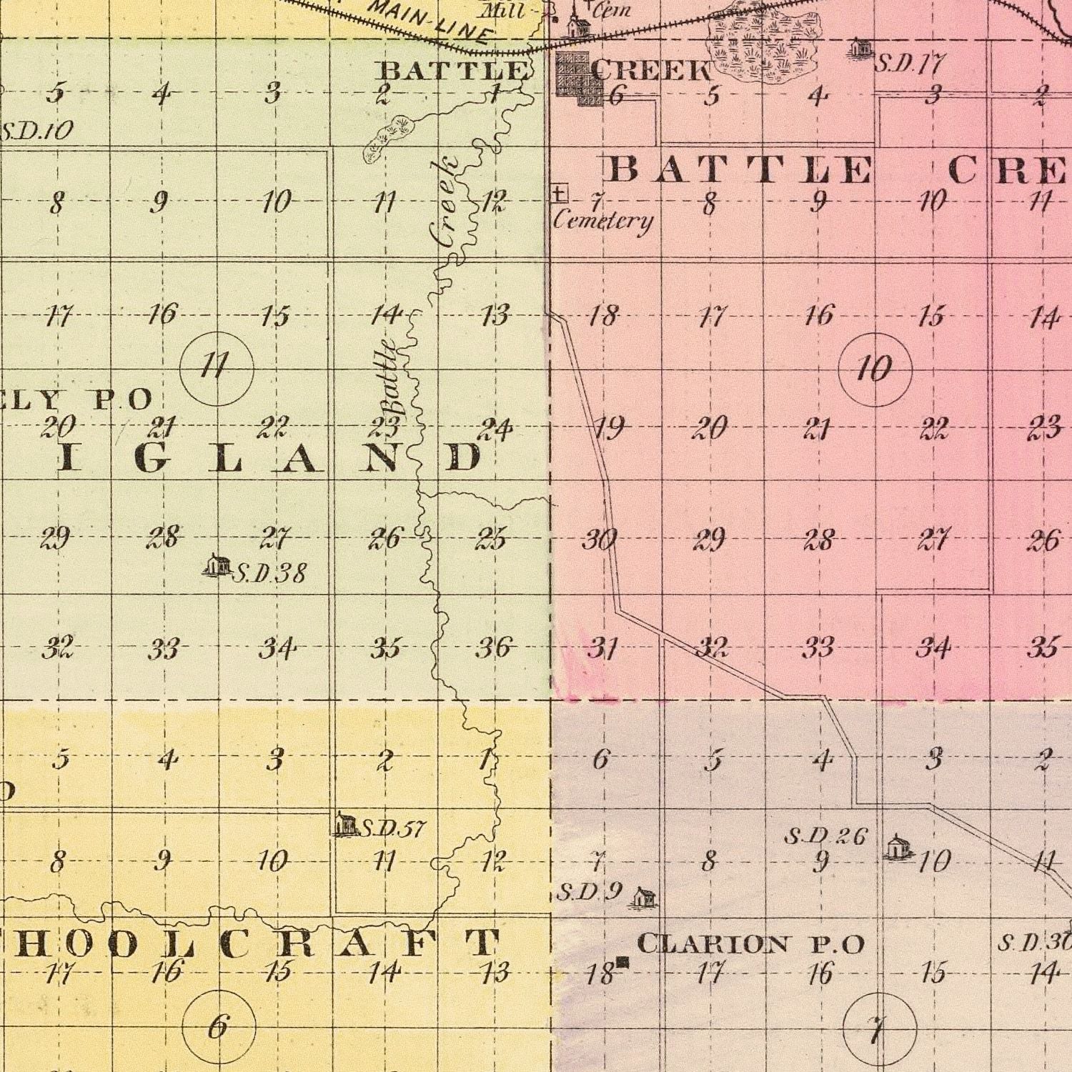 Vintage Map of Madison County, Nebraska 1885 -Not available at Minden location-