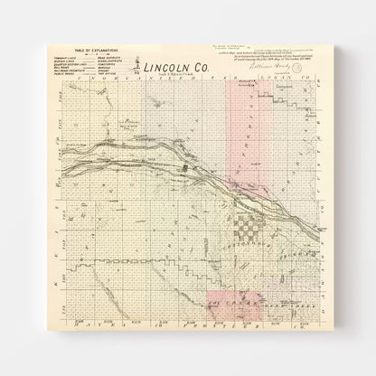 Vintage Map of Lincoln County, Nebraska 1885 -Not available at Minden location-