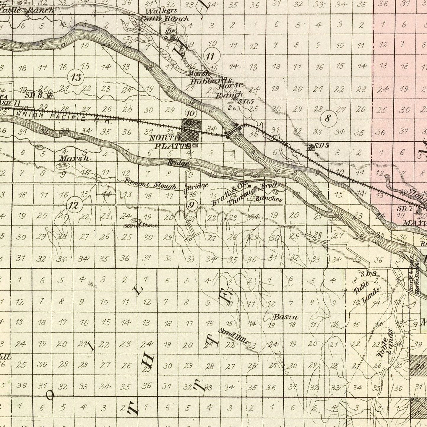 Vintage Map of Lincoln County, Nebraska 1885 -Not available at Minden location-