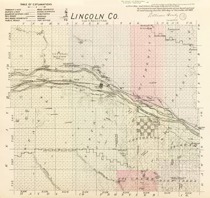 Vintage Map of Lincoln County, Nebraska 1885 -Not available at Minden location-