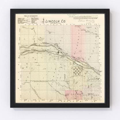 Vintage Map of Lincoln County, Nebraska 1885 -Not available at Minden location-