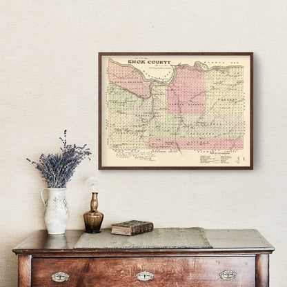 Vintage Map of Knox County, Nebraska 1885 -Not available at Minden location-