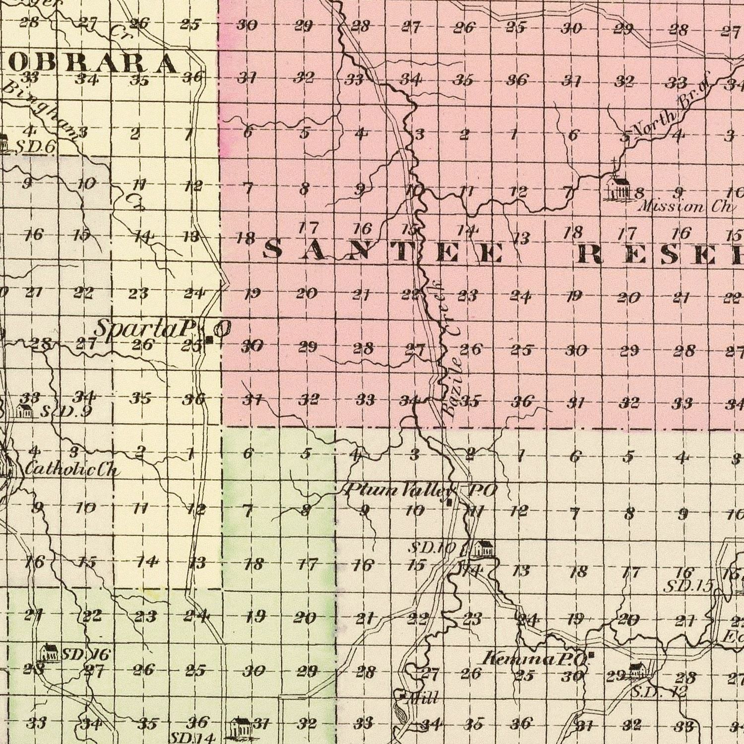 Vintage Map of Knox County, Nebraska 1885 -Not available at Minden location-