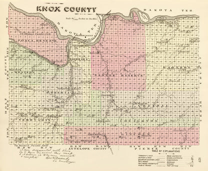 Vintage Map of Knox County, Nebraska 1885 -Not available at Minden location-