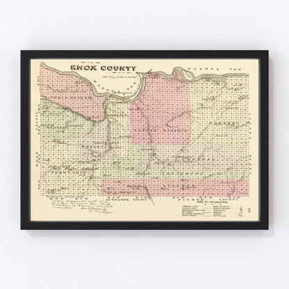 Vintage Map of Knox County, Nebraska 1885 -Not available at Minden location-