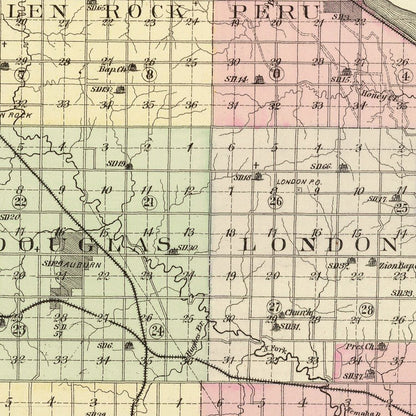 Vintage Map of Nemaha County, Nebraska 1885 -Not available at Minden location-