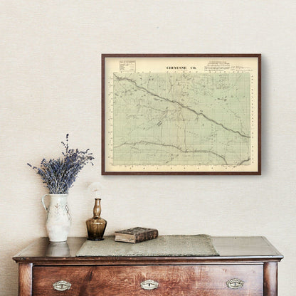 Vintage Map of Cheyenne County, Nebraska 1885 -Not available at Minden location-