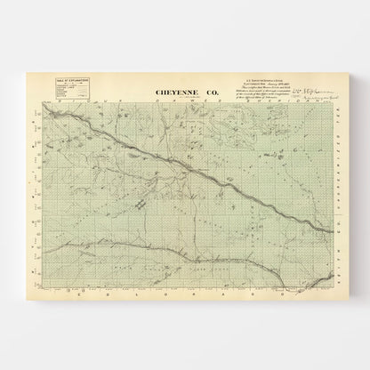 Vintage Map of Cheyenne County, Nebraska 1885 -Not available at Minden location-