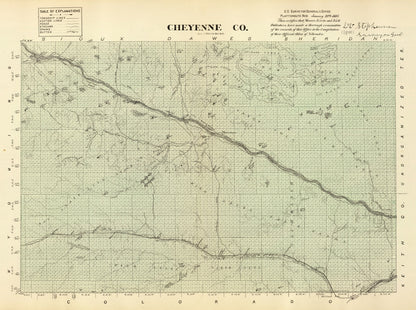 Vintage Map of Cheyenne County, Nebraska 1885 -Not available at Minden location-