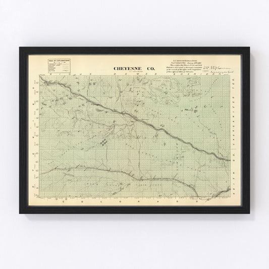 Vintage Map of Cheyenne County, Nebraska 1885 -Not available at Minden location-