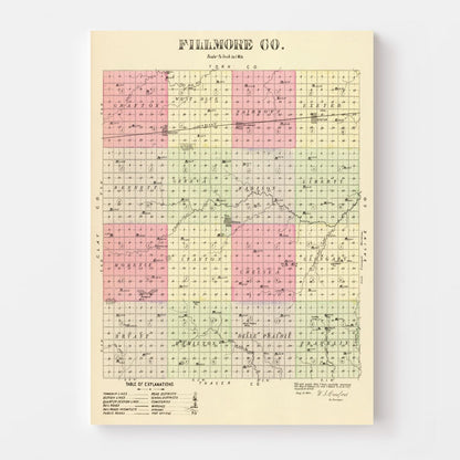Vintage Map of Fillmore County, Nebraska 1885 -Not available at Minden location-