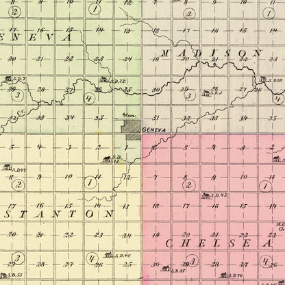 Vintage Map of Fillmore County, Nebraska 1885 -Not available at Minden location-