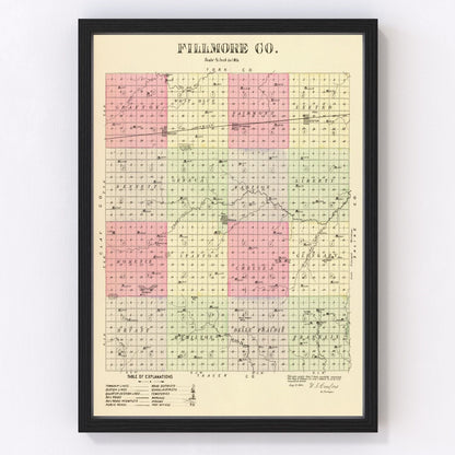 Vintage Map of Fillmore County, Nebraska 1885 -Not available at Minden location-