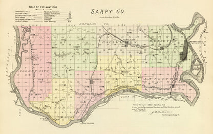 Vintage Map of Sarpy County, Nebraska 1885 -Not available at Minden location-