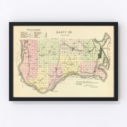 Vintage Map of Sarpy County, Nebraska 1885 -Not available at Minden location-