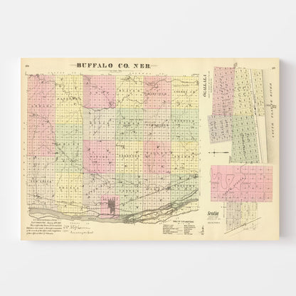 Vintage Map of Buffalo County, Nebraska 1885 -Not available at Minden location-