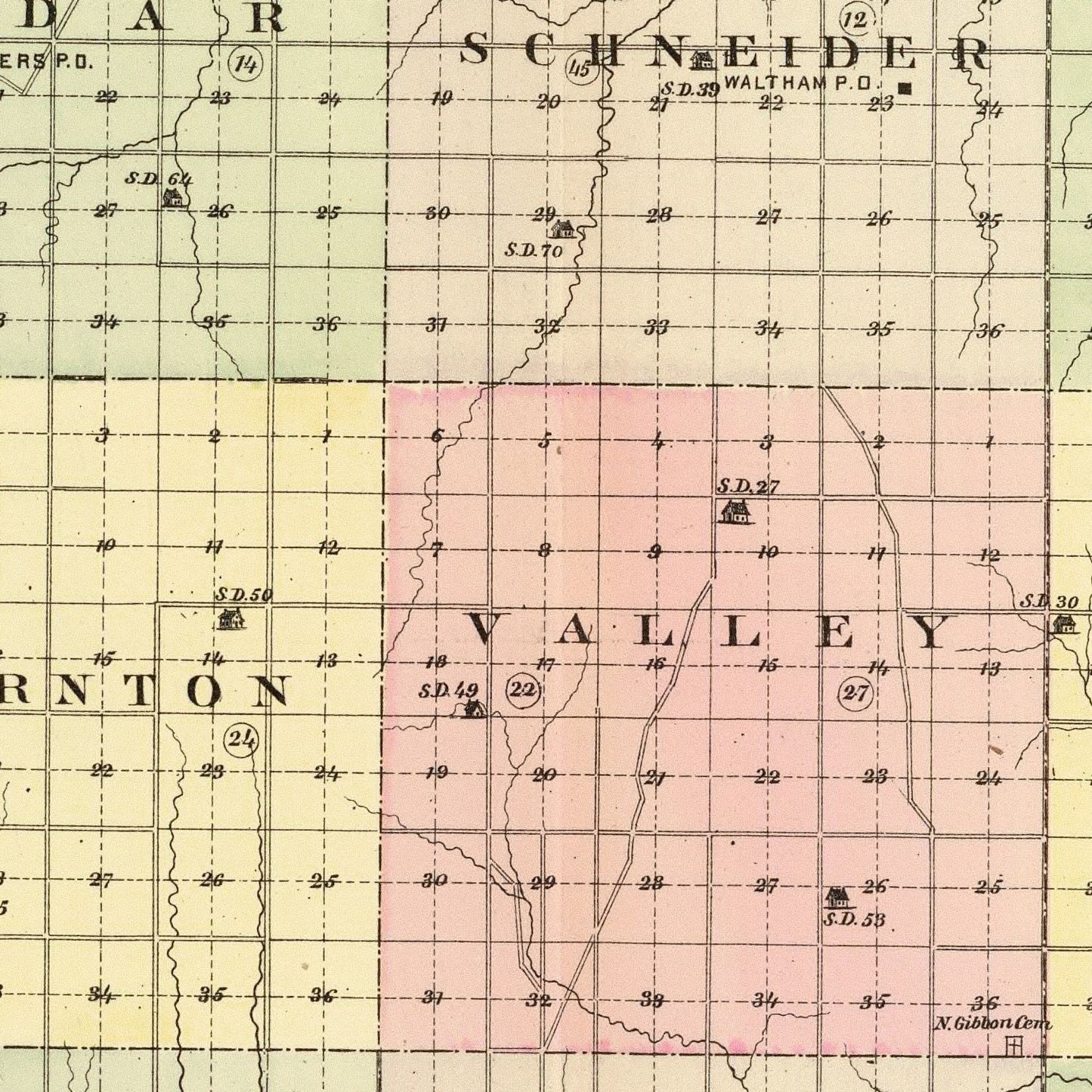 Vintage Map of Buffalo County, Nebraska 1885 -Not available at Minden location-