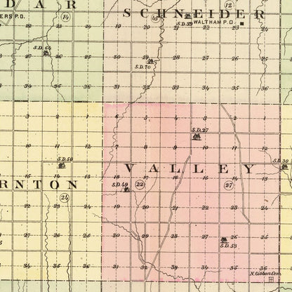 Vintage Map of Buffalo County, Nebraska 1885 -Not available at Minden location-