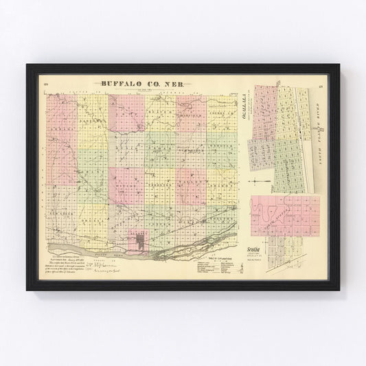Vintage Map of Buffalo County, Nebraska 1885 -Not available at Minden location-