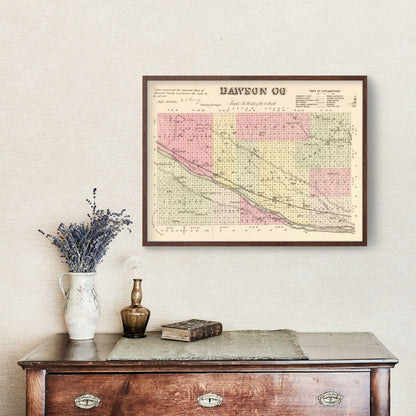 Vintage Map of Dawson County, Nebraska 1885 -Not available at Minden location-