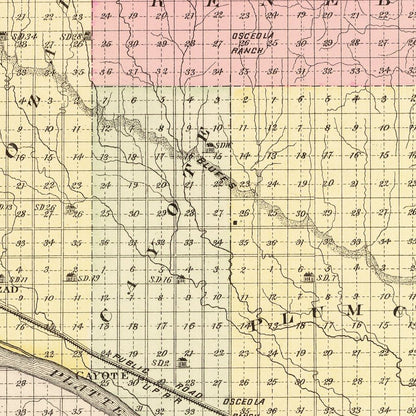 Vintage Map of Dawson County, Nebraska 1885 -Not available at Minden location-