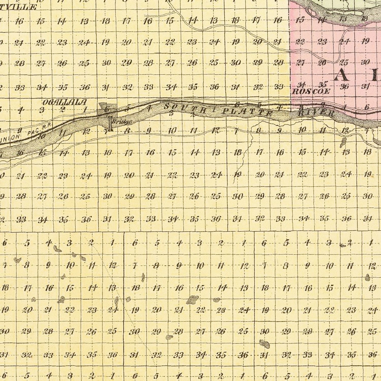 Vintage Map of Keith County, Nebraska 1885 -Not available at Minden location-