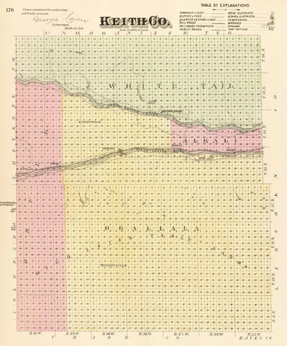 Vintage Map of Keith County, Nebraska 1885 -Not available at Minden location-