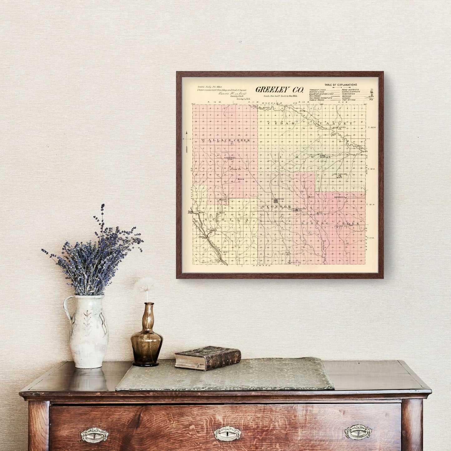 Vintage Map of Greeley County, Nebraska 1885 -Not available at Minden location-