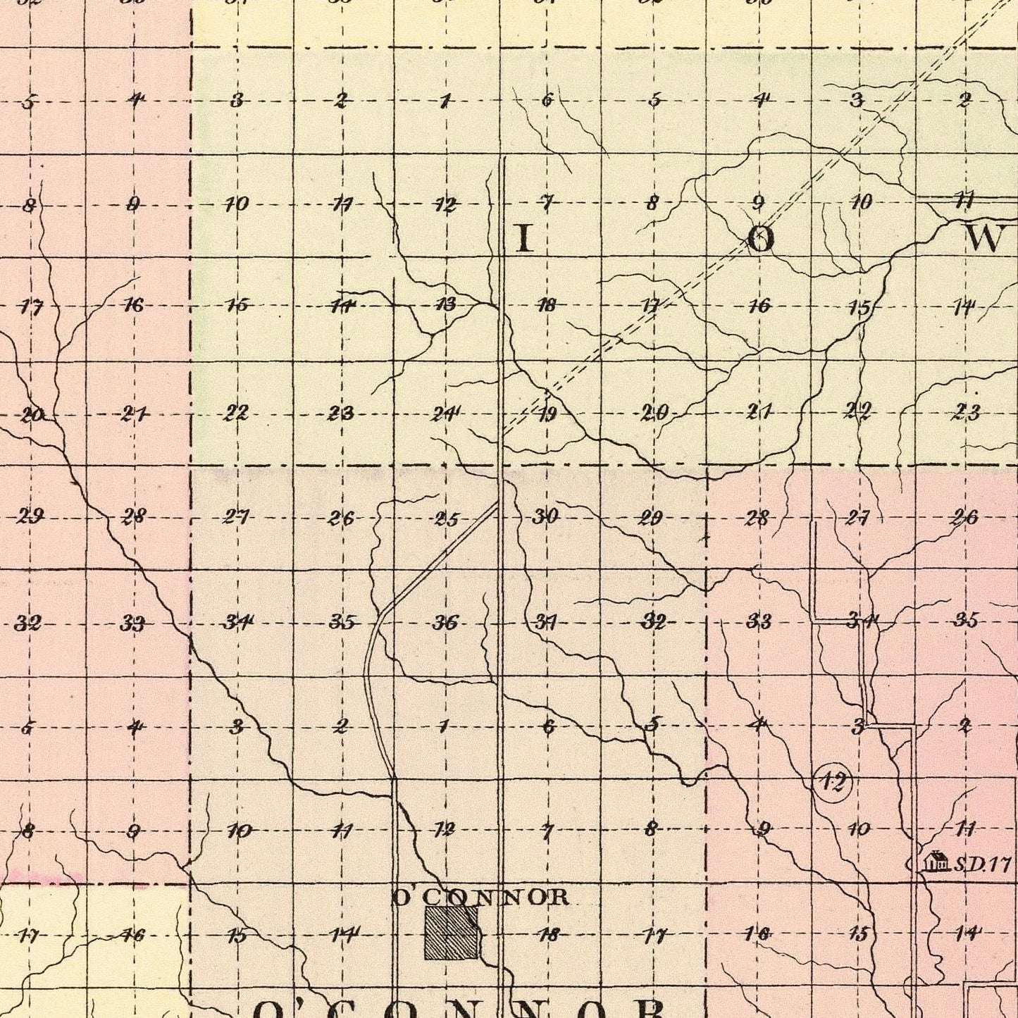 Vintage Map of Greeley County, Nebraska 1885 -Not available at Minden location-