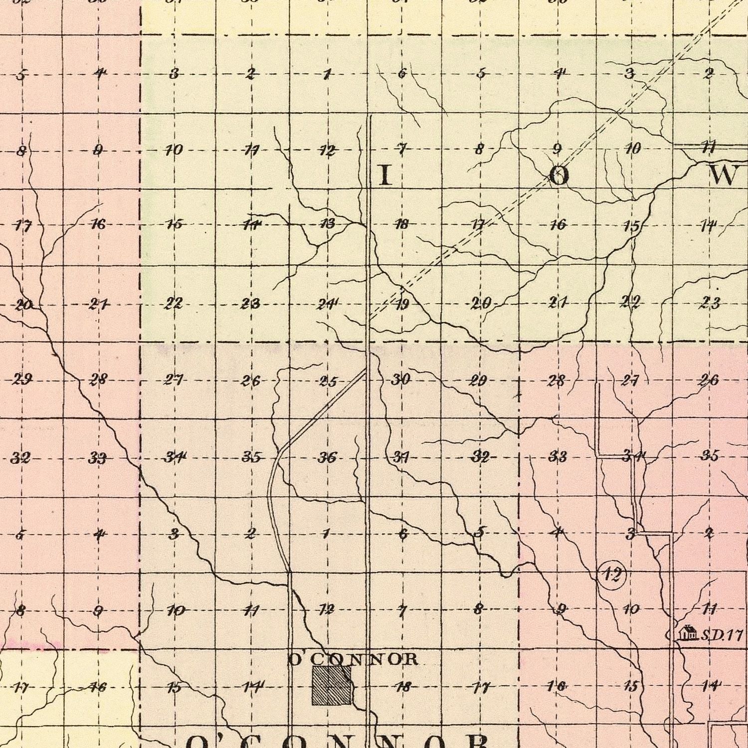 Vintage Map of Greeley County, Nebraska 1885 -Not available at Minden location-