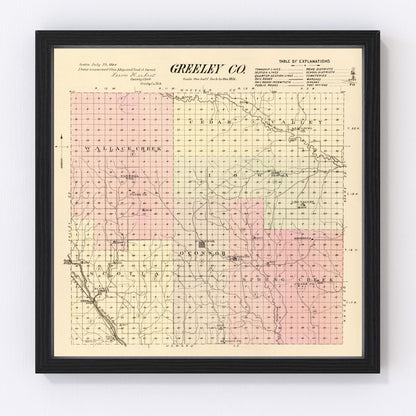 Vintage Map of Greeley County, Nebraska 1885 -Not available at Minden location-